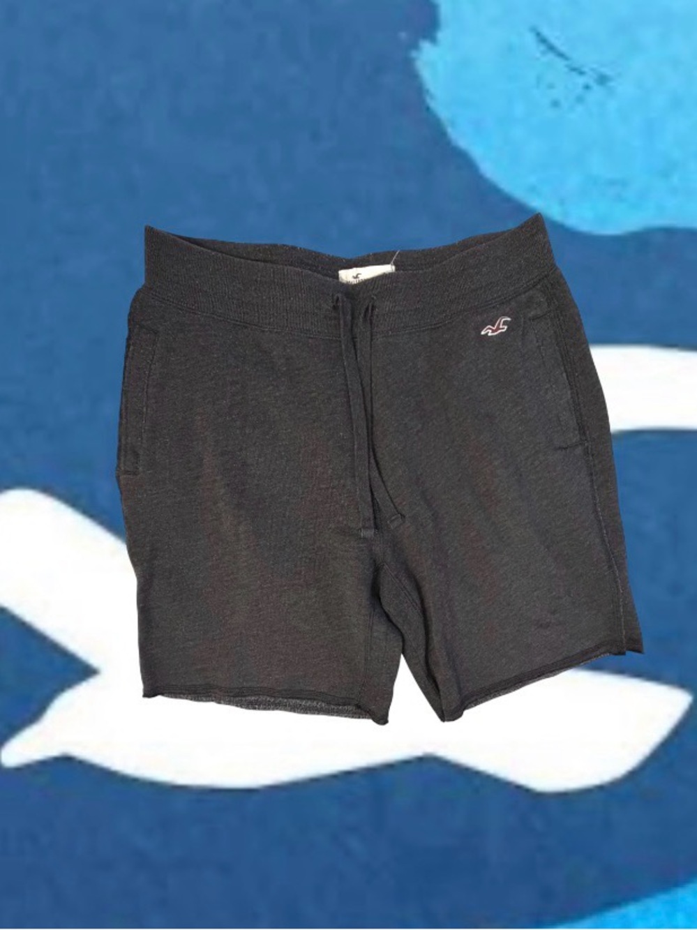 Hollister Charcoal Dark Gray Fleece-Lined Knit Lounge Drawstring Bermuda Shorts